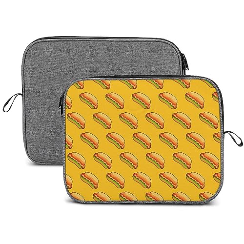 Funny Hot Dog Lover Pattern Laptop Sleeve Case Protective Notebook Carrying Bag Travel Briefcase 14inch