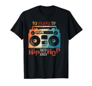50 years hip hop vinyl retro 50th anniversary celebration t-shirt