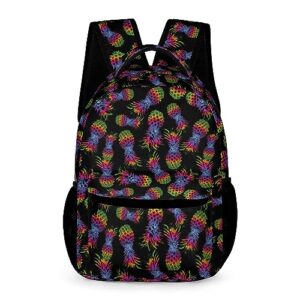 pineapple on black unisex laptop backpack cute travel backpacks business work bag computer bag casual daypack