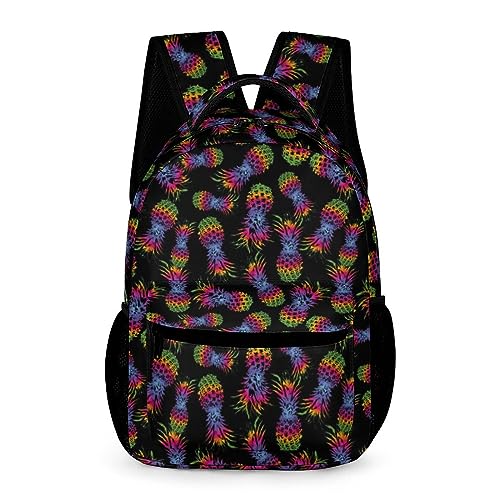 Pineapple on Black Unisex Laptop Backpack Cute Travel Backpacks Business Work Bag Computer Bag Casual Daypack