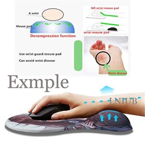 LNIUB Genshin Impact Anime 3D Mousepad, Qi-Qi Silicone Gel Mice Pad Ergonomics Computer Wrist Rest Support (Blue)