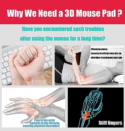 LNIUB Genshin Impact Anime 3D Mousepad, Qi-Qi Silicone Gel Mice Pad Ergonomics Computer Wrist Rest Support (Blue)