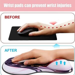 LNIUB Genshin Impact Anime 3D Mousepad, Qi-Qi Silicone Gel Mice Pad Ergonomics Computer Wrist Rest Support (Blue)