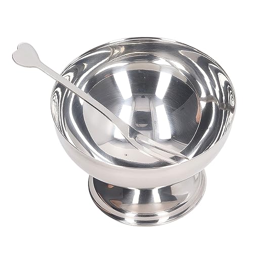 Syrisora Ice Cream Bowl Stainless Steel Dessert Pudding Bowls Sundae Salad Serving Dip Bowl Trifle Tasting Bowls with Fork (150ml)