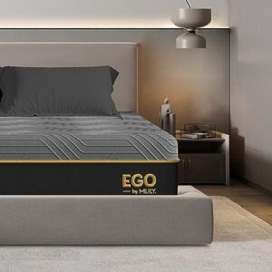 egohome queen size mattress, 12 inch cooling gel memory foam mattress, bed in a box, certipur-us certified, fiberglass free, therapeutic matress, made in usa, 60”x80”x12”, medium, black