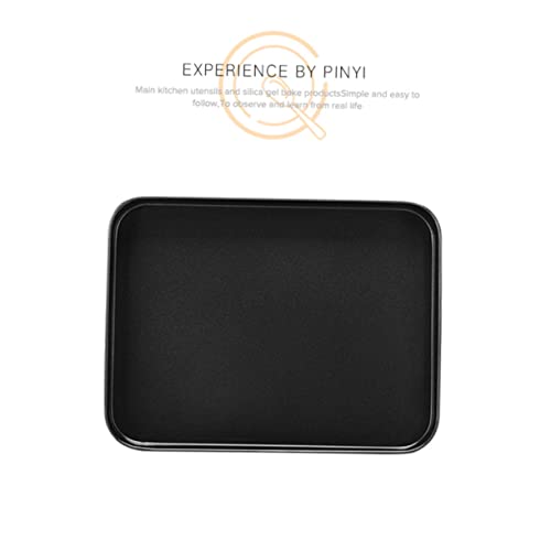 FURLOU Metal Serving Tray Accessory Tray Oven Roasting Pan Cookie Tray Black Cake Plates Cake Baking Tray Baking Pans Big Cake Brownie Baking Tools Bread Pan Black Non Stick Baking Tray Plate