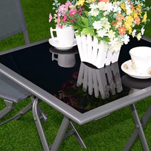 JYDQM 3 Pcs Bistro Set Garden Backyard Table Chairs Outdoor Patio Furniture Folding Square Table