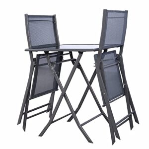 JYDQM 3 Pcs Bistro Set Garden Backyard Table Chairs Outdoor Patio Furniture Folding Square Table