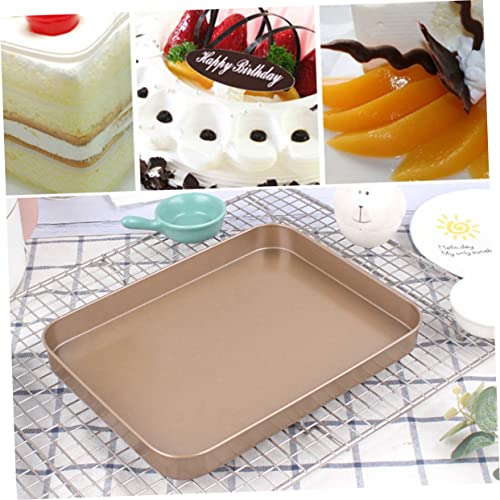 FURLOU 10 Square Pan Bread Oven Mini Oven Mini Loaf Pan Nonstick Loaf Pan Baking Cookie Sheets Pans Oven Cake Pan Cake Mold Pan Baking Tray Bakeware Bread Pan Baking Tools Golden Oval Plate