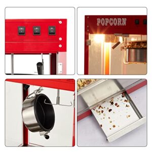 Aibudy Popcorn Maker, Nostalgic Retro Style Popcorn Machine with 8 Oz Stainless Steel Kettle, Exterior Protected by Tempered Glass Door, Suitable for Movie Theater Commercial or Family Dinners, Red