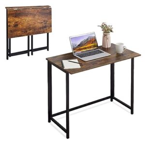folding desk, small foldable desk 31.5" for small spaces, space saving computer table writing workstation for home office, easy assembly