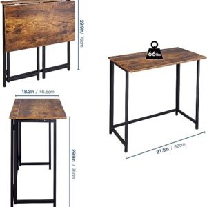 Folding Desk, Small Foldable Desk 31.5" for Small Spaces, Space Saving Computer Table Writing Workstation for Home Office, Easy Assembly