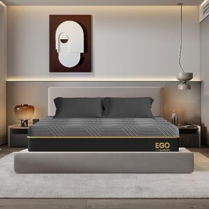 egohome california king size mattress, 12 inch cooling gel memory foam mattress, bed in a box, certipur-us certified, fiberglass free, therapeutic matress, made in usa, 72”x84”x12”, medium, black