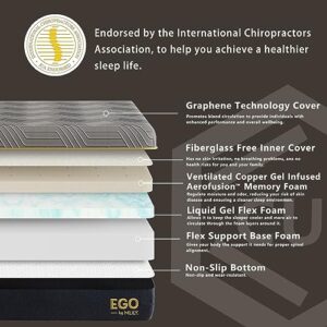 EGOHOME California King Size Mattress, 12 Inch Cooling Gel Memory Foam Mattress, Bed in a Box, CertiPUR-US Certified, Fiberglass Free, Therapeutic Matress, Made in USA, 72”x84”x12”, Medium, Black