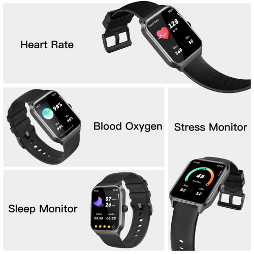 Smart Watch, 1.96" Full Touch Smartwatch, Compatible with iPhone Android, Heart Rate & Sleep Monitor, Multi-Sport Modes, Blood Oxygen, Voice Assistant, IP68 Waterproof, Fitness Tracker for Women Men