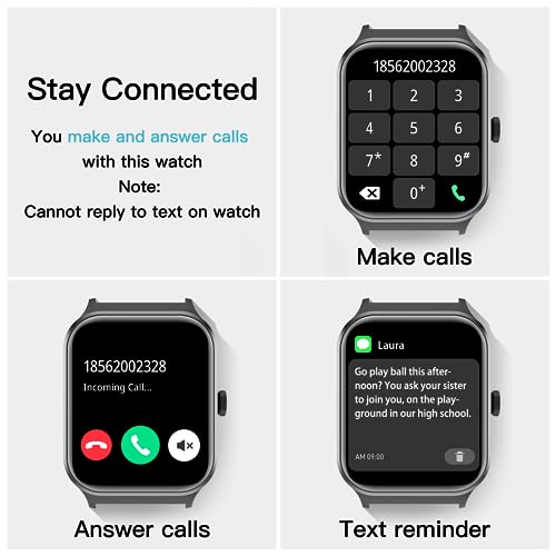 Smart Watch, 1.96" Full Touch Smartwatch, Compatible with iPhone Android, Heart Rate & Sleep Monitor, Multi-Sport Modes, Blood Oxygen, Voice Assistant, IP68 Waterproof, Fitness Tracker for Women Men