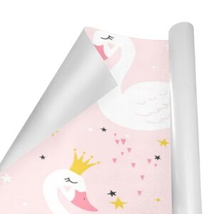 Veundei 3 Pack Gift Wrapping Paper Bundle Cute Princess Swan Pink Wrapping Paper Roll Packing Paper Gift Wrap for Birthdays, Weddings, Party, Holiday, Baby Shower, 58 x22.8 Inch (9.18.sq.ft) per Roll