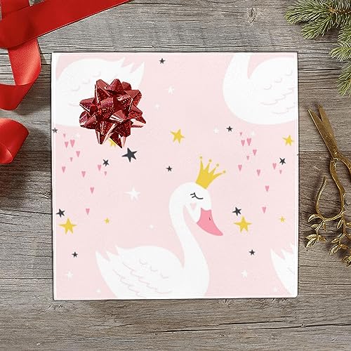 Veundei 3 Pack Gift Wrapping Paper Bundle Cute Princess Swan Pink Wrapping Paper Roll Packing Paper Gift Wrap for Birthdays, Weddings, Party, Holiday, Baby Shower, 58 x22.8 Inch (9.18.sq.ft) per Roll