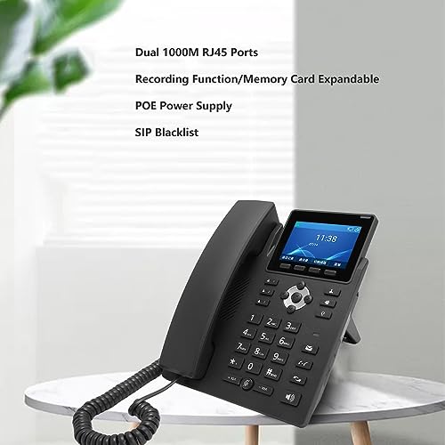 VoIP Phone, 2.4G 5G WiFi IP Dual Mode Telephone, 3.5in Color Display, Volte HD Calling, 3 Party Audio Conference, POE Power Supply, RJ45 RJ11, for Business Office Home (US Plug)