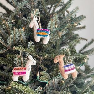 felt christmas ornaments set of 3 - llamas