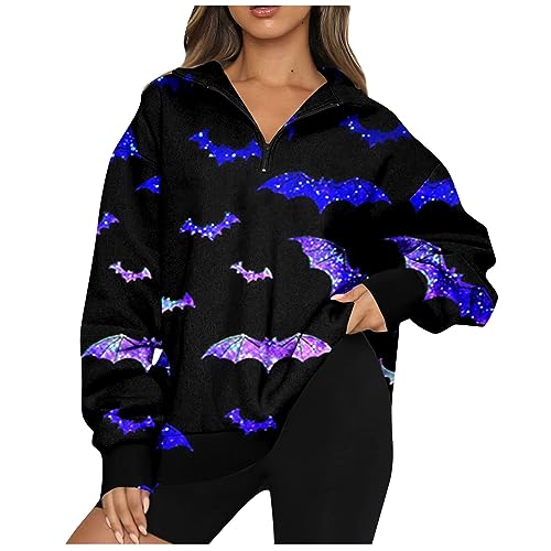 Long Sleeve Shirts for Women Half Zip Up Sweatshirt Women Half Zip Sweatshirt Women 1/4 Zip Sweatshirt Women Generic Oversized Long Sleeve Pullover Casual Sweater Loose Tops Printed Blouse Y2k Shirts