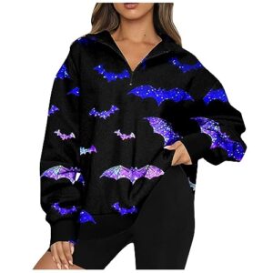 long sleeve shirts for women half zip up sweatshirt women half zip sweatshirt women 1/4 zip sweatshirt women generic oversized long sleeve pullover casual sweater loose tops printed blouse y2k shirts