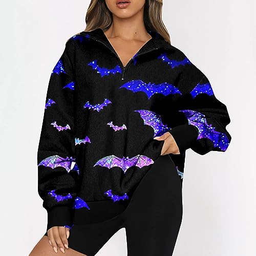 Long Sleeve Shirts for Women Half Zip Up Sweatshirt Women Half Zip Sweatshirt Women 1/4 Zip Sweatshirt Women Generic Oversized Long Sleeve Pullover Casual Sweater Loose Tops Printed Blouse Y2k Shirts