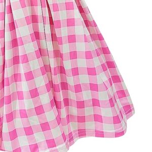 Fpoqbod Girls Pink Gingham Costume Dress Movie Cosplay Kids Party Halloween Fancy Plaid Dressess Plaid (Pink, 4-5 Years)