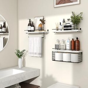 Mefirt Floating Shelves, 3+2 Tier Bathroom Shelves with Paper Towel Holder & Floating Book Shelves, Invisible Bookshelves for Wall