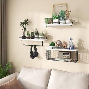 Mefirt Floating Shelves, 3+2 Tier Bathroom Shelves with Paper Towel Holder & Floating Book Shelves, Invisible Bookshelves for Wall