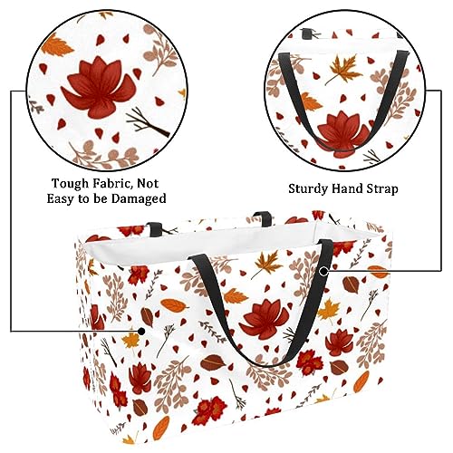 Reusable Grocery Bag Autumn Flowers Floral Pattern Large Stand Up Tote Shopping Bag with Reinforced Handles c