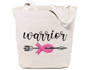 gxvuis breast cancer warrior canvas tote bag for women pink ribbon graphic reusable grocery shoulder shopping bag girls gift white