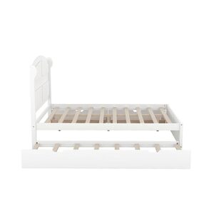 SOFTSEA Queen Size Platform Bed Frame with Trundle and Drawers