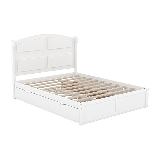 SOFTSEA Queen Size Platform Bed Frame with Trundle and Drawers