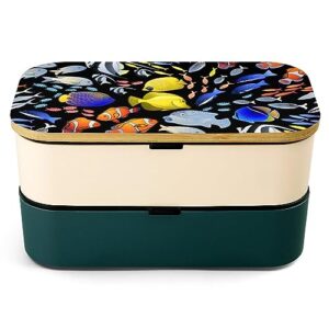 graphic ocean fish bento box for adult lunch box containers with 2 compartments large capacity for camping work office