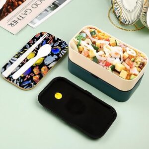 Graphic Ocean Fish Bento Box for Adult Lunch Box Containers with 2 Compartments Large Capacity for Camping Work Office