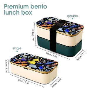 Graphic Ocean Fish Bento Box for Adult Lunch Box Containers with 2 Compartments Large Capacity for Camping Work Office