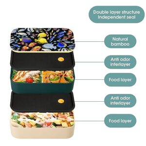 Graphic Ocean Fish Bento Box for Adult Lunch Box Containers with 2 Compartments Large Capacity for Camping Work Office