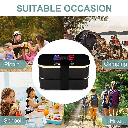 USA Boxing Bento Box for Adult Lunch Box Containers with 2 Compartments Large Capacity for Camping Work Office