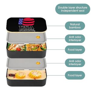 USA Boxing Bento Box for Adult Lunch Box Containers with 2 Compartments Large Capacity for Camping Work Office