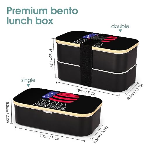 USA Boxing Bento Box for Adult Lunch Box Containers with 2 Compartments Large Capacity for Camping Work Office