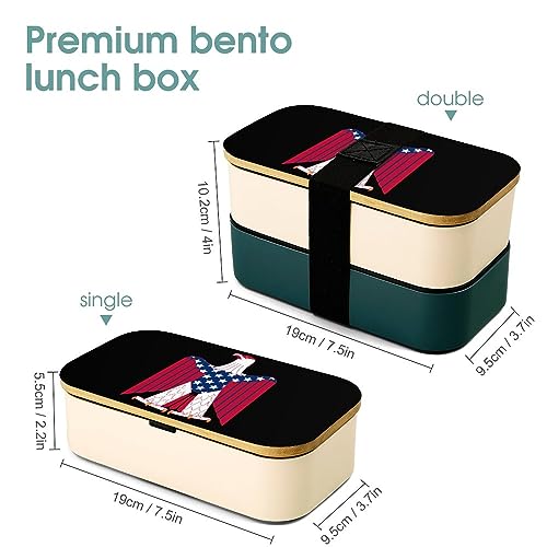 American Flag Bald Eagle Bento Box for Adult Lunch Box Containers with 2 Compartments Large Capacity for Camping Work Office