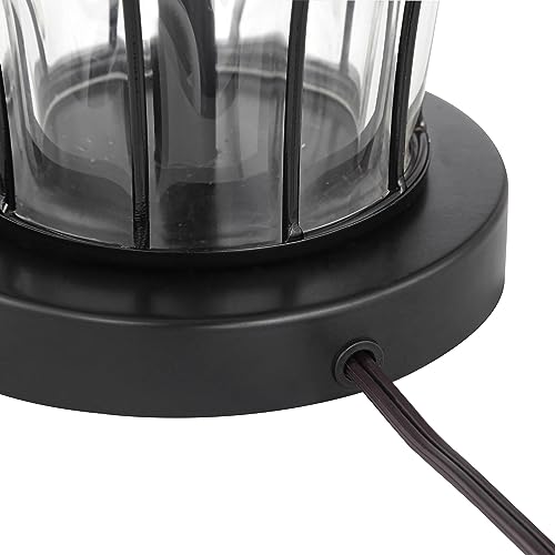 360 Lighting Hudson 23" High Small Modern Accent Table Lamps Set of 2 WiFi Smart Socket Dark Bronze Clear Metal Glass Living Room Bedroom Bedside Nightstand House Office Reading Fabric Shade