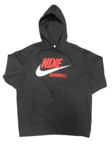 nike men's pullover baseball hoodie (large, black/red/white)