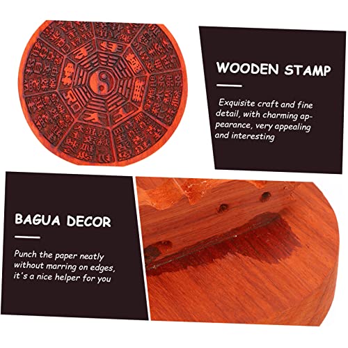 TEHAUX Seal of Rebirth Curse Chinese Decor Woodsy Decor Wooden Decor Decorative Stamps Chinese Wood Stamp espejos Wood Bagua Stamp Decor Stamp for Crafts Wooden Stamp Chinese Style China