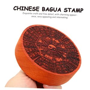 TEHAUX Seal of Rebirth Curse Chinese Decor Woodsy Decor Wooden Decor Decorative Stamps Chinese Wood Stamp espejos Wood Bagua Stamp Decor Stamp for Crafts Wooden Stamp Chinese Style China