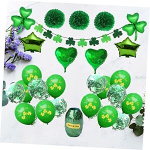 jojofuny 1 Set white ballons white balloons st patricks day balloons irish carnival latex balloons paper garland burlap banner balloons kit emulsion decorate pompom four leaf props