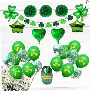 jojofuny 1 Set white ballons white balloons st patricks day balloons irish carnival latex balloons paper garland burlap banner balloons kit emulsion decorate pompom four leaf props