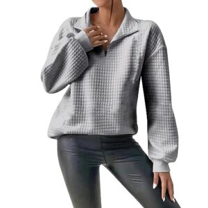 ihph7 women's cropped sweatshirt long sleeve quarter zip hoodie pullover y2k waffle plaid sweater fall trendy outfits clothes grey