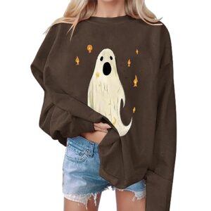 ihph7 womens fall casual oversized crewneck sweatshirt ghost print cute pullovers shirts hey pumpkin halloween girl hoodie top